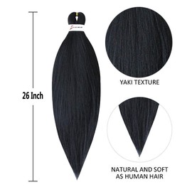 MSBELLE 6 Packs/Lot Pre Stretched Braiding hair 26 Inch Ombre Braiding Hair Extensions Hot Water Setting Crochet Synthetic Braids Hair Black Burgundy Black to Blue