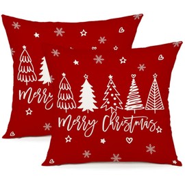 YCOLL Cushion Covers, Christmas Cushion Covers, Decorative Linen Cushion Covers for Decoration, Christmas, Sofa, Bedroom, Couch, 45 x 45 cm, Set of 2