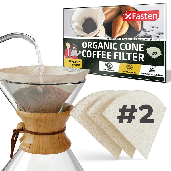 Filtro de café de cono orgánico - #2 (paquete de 3)