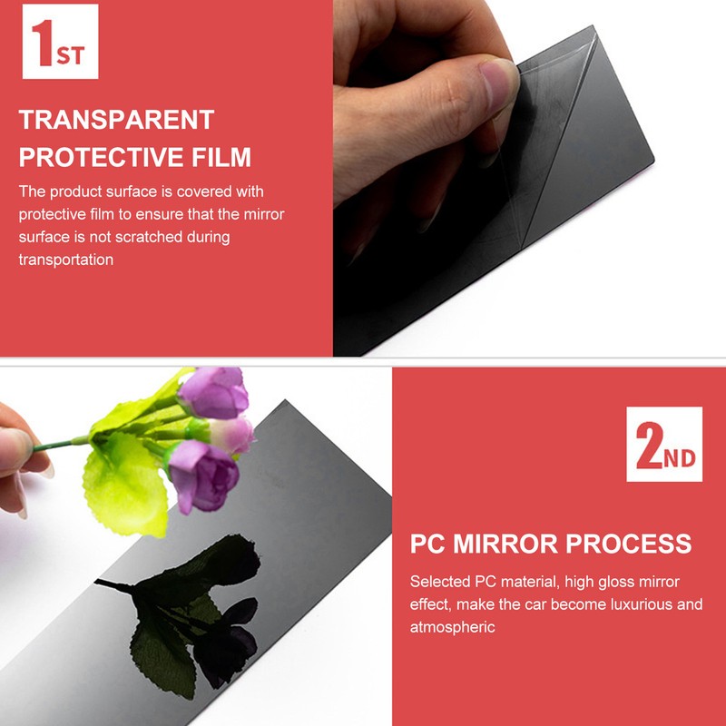 6 Pcs Side Door Window Cover Gloss Black Mirror Effect