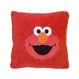 Sesame Street Elmo Red Super Soft Sherpa Toddler Pillow with Applique, Red/Orange/White/Black