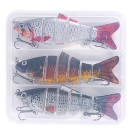 Sarini 3Pcs Multi Jointed Pike Fishing Lures Sets 3D Artificial Lures Slow Sinking Lure with Wobbler