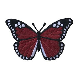 Papilio Swallowtails Butterfly Blue Red Pink Sage 3"x 2" Embroidered Iron on Patch (Red/Black/White)