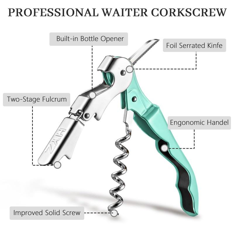 HYZ 2-Pack Wine Opener Waiter Corkscrew, Professional Wine Key for