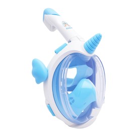 Markshop Mask for Kids Full Face Snorkel Set, Unicorn Childrens Snorkeling Gear with 180°Panoramic View, Anti-Fog Anti-Leak Diving Mask for Boys Girls Gifts (Sky Blue)