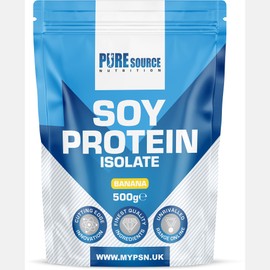 Pure Source Nutrition Soy Protein Isolate Powder (90% Protein) 500g Banana Flavour SOYA Protein Vegan Powder for Superfood Supergreens Dairy Free Plant Based Protein (500g, Banana)