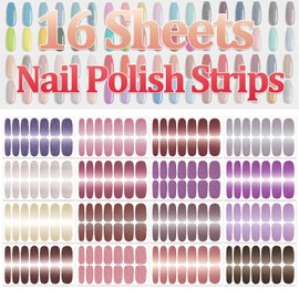 SILPECWEE 16 Sheets Glitter Nail Wraps for Women Nail Polish Strips Self Adhesive Nail Polish Stickers Gel Nail Strips Fingernail Manicure Stickers Nail Art Accessories with 1pc Nail File
