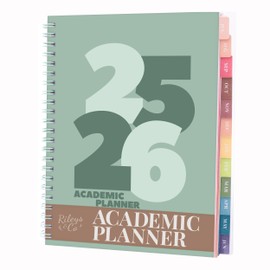 Rileys Academic Diary 2025-2026, Daily, Weekly & Monthly Planner, July 2025 - June 2026, Student Notes Pages, Twin-Wire Binding Day and Weekly Agenda for School & Work (20 x 15 cm, Green, Chunky)