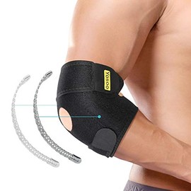 Elbow Brace for Tendonitis, Adjustable Elbow Support with Dual-Spring Stabiliser, Breathable Elbow Strap for Golfers Elbow, Tennis Elbow, Arthritis, Sports Injury and Provides Support