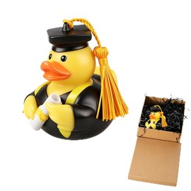 JOVYTH Papera di Gomma con Diploma e Cappello, Paperella Bagnetto Laurea, Regalo Divertente per Esame Superato, con Confezione Regalo