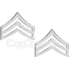 Rank Insignia - Chevrons - 1-inch - Sergeant - 3 Stripe - Pair - Nickel Finish