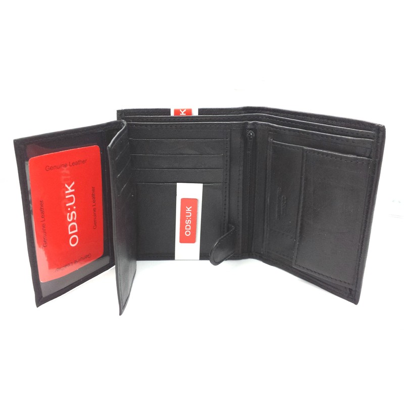 ODS:UK Mens RFID Blocking Soft Leather Trifold Purse Credit Card