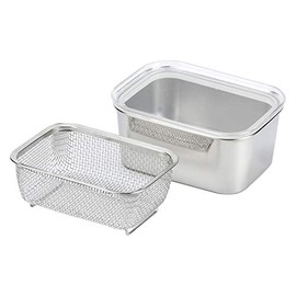 Pearl Metal HB-5346 Hey Plus Stainless Steel Lid Deep Bat & Corner Colander Set
