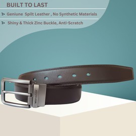 West clever Genuine Cowhide Leather Reversible Belt for Men 35mm Ideal for Suits, Jeans, Casual and Business Work, Denim Belt for Men, Double Sided Belt in Various Colours, D-brown/black
