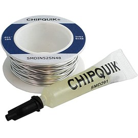 Chip Quik SMDIN52SN48 Indium Solder Wire (In52/Sn48) 0.031" diameter - 10 ft with 2cc SMD291 flux