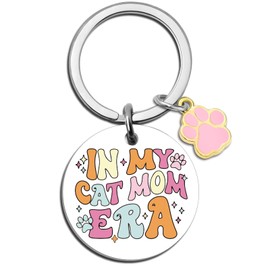 UYBEPU Cat Gifts for Cat Lovers Cat Mom Gifts for Women Crazy Cat Lady Gifts for Cat Owners Cat Themed Gifts for Cat Mom In My Cat Mom Era Valentines Mother's Day Gifts for Pet Mom Cute Paw Keychain