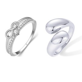 DtgEcd 2 pcs Thumb Rings for Women, Adjustable Rings for Women, Symbolic Eternal Love, Copper Alloy for Sensitive Skin, Wedding Anniversary Promise