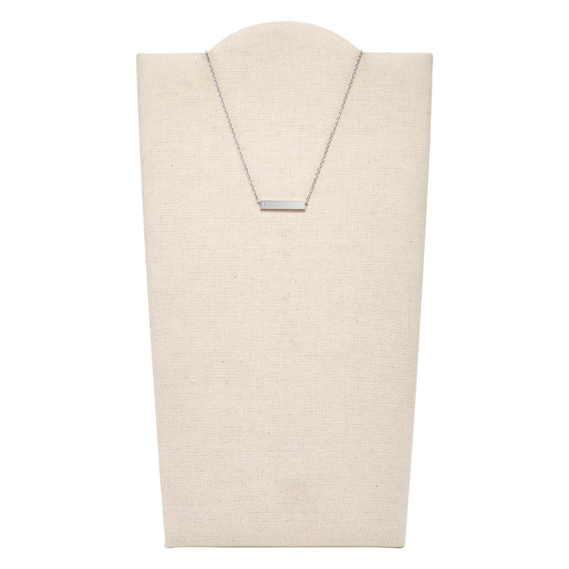 Fossil Women's Bar Stainless Steel Necklace, Stainless Steel Crystal