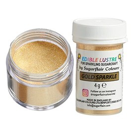 Sugarflair Gold Sparkle Edible Lustre Dust, Add a Lustrous Shine to Cakes or Decorations. Brush On or Add Rejuvenator to Create Eye-Catching Edible Paint, Gives Shine to Your Bakes - 4g