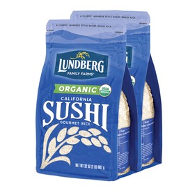 Lundberg Family Farms - Organic California Sushi Rice, Japanese Style Short Grain Rice, Perfectly Sticky, Pantry Staple, Non-GMO, Gluten-Free, USDA Certified Organic, Vegan, Kosher (32 oz, 2-Pack)