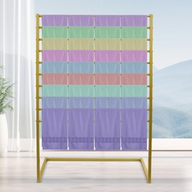 LYNICESHOP Scarf Display Stand,Freestanding Floor Scarf Holder Organizer Rack, Heavy-Duty Iron with Baking Paint,for Store Display of Scarves Shawls Towels (White/Black/Golden) (Golden)