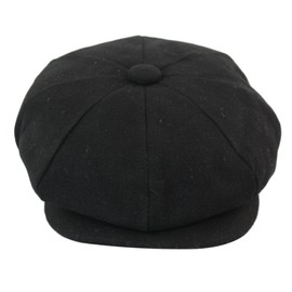 TruClothing Mens Tweed Newsboy Cap Baker Boy Flat Grandad Hat 8 Panel Plain Black L