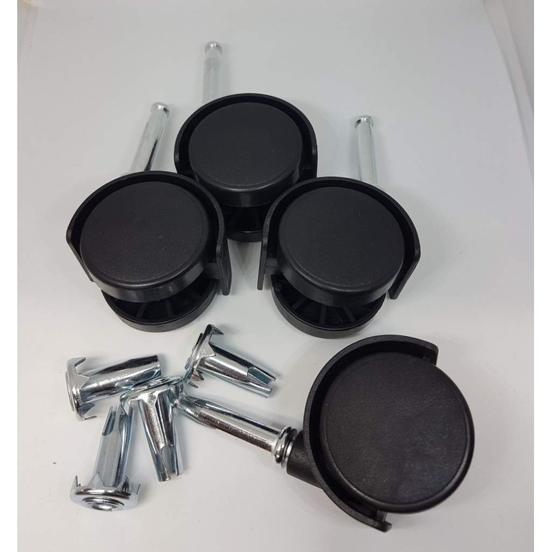 Just Accessories Twin Nylon Wheel Castors Casters, Socket Grip Neck