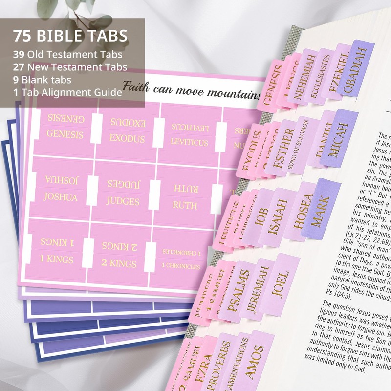 Bible Tabs for Women & Men, Laminated Bible Tabs for