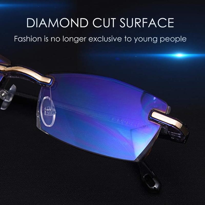 Reading Glasses Hd Anti-Blue Diamond Cut Edge Frameless Reading Glasses