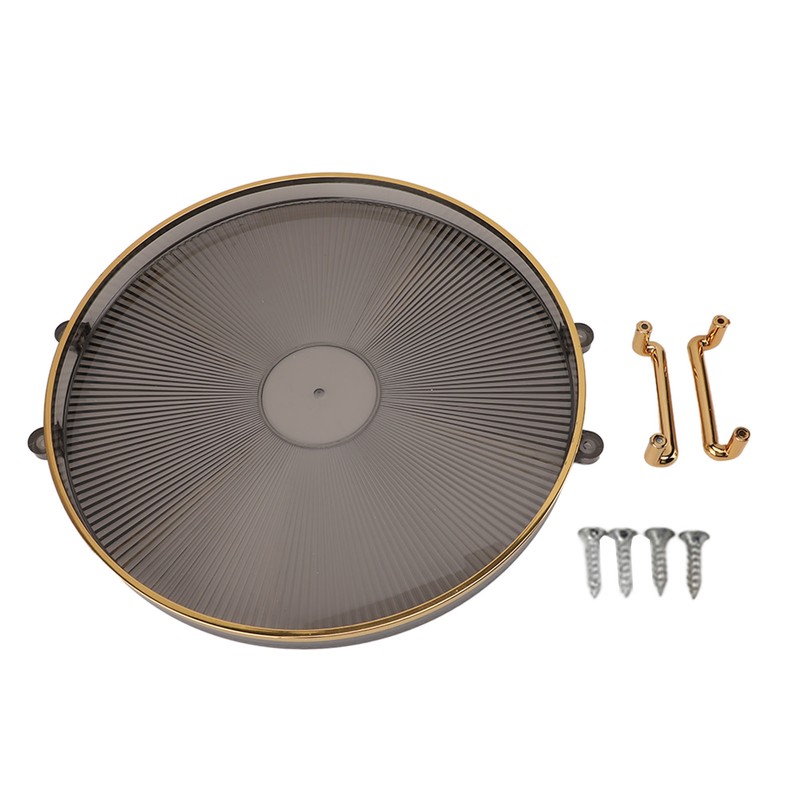 Round Tray with Gold Handle Elegant Multi Functional Golden Rim
