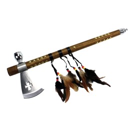 Wuu Jau Co L-111 Native American Peace Pipe Tomahawk Axe, 18", Silver