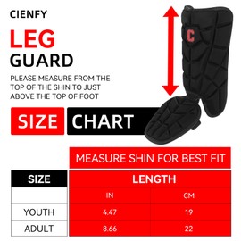 Cienfy Batter’s Baseball Leg Guard with Adjustable Straps - for Youth and Adult (Black S)
