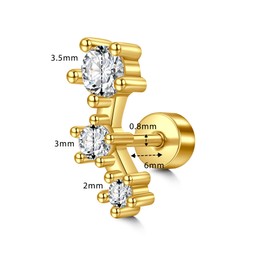 LAURITAMI 20G Cartilage Earring Stud for Women Stainless Steel Flat Back Earrings Piercing Helix Hoop Tragus Piercing CZ