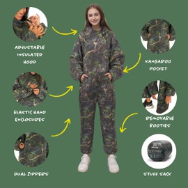 Selk'bag Kids Wearable Sleeping Bag I Outdoor and Indoor Sleeping Bag Suit for Boys and Girls, Camping, Hiking, RV Trips, Slumber Party, Travel, Lounging (Rainforest, Kids)