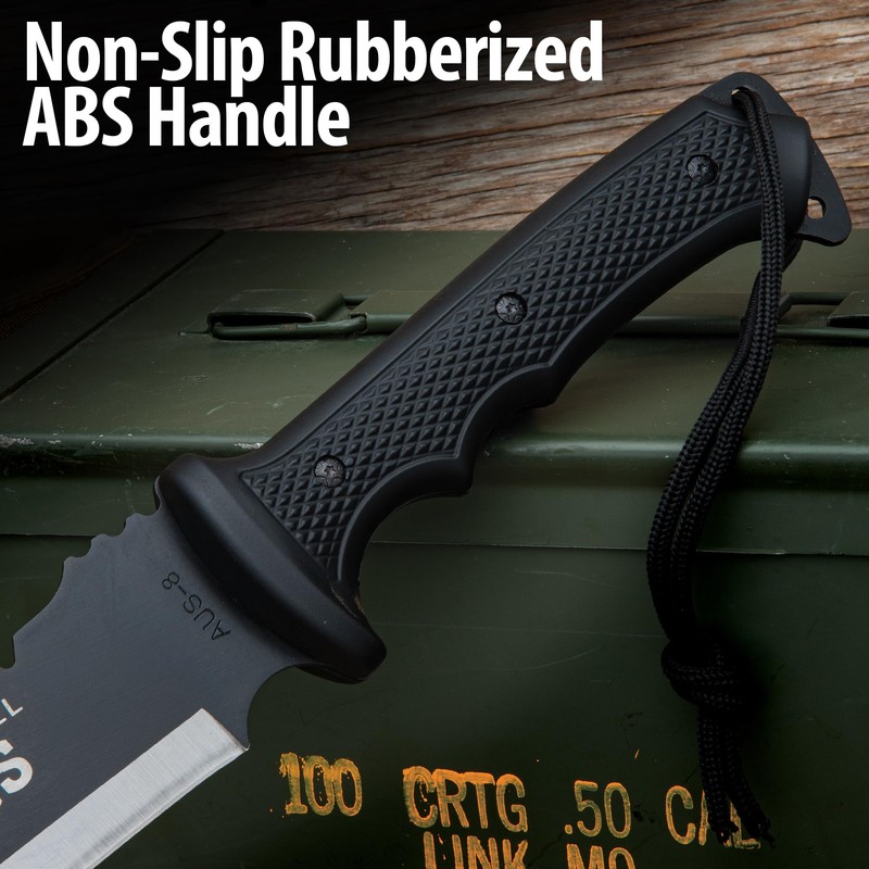 Devil Dogs Full Tang Machete with Sheath Military - Black