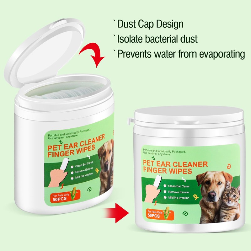 Pet Ear Wipes for Dogs and Cats,Gentle Cleansing and Odor