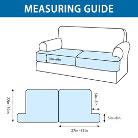 Imnopqr Loveseat Cushion Covers Leather Look T Cushion Slipcovers Sets Individually Seat Cushion Covers for 2 Cushion Couch Stretch Sofa Seat Covers Furniture Protector(2PCS T Loveseat, Grey)