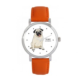 Toff London Beige Pug Dog Watch Women's 38 mm Case 3 ATM Waterproof Custom Designed Quartz Movement Luxury Fashionable, TLWS-50835