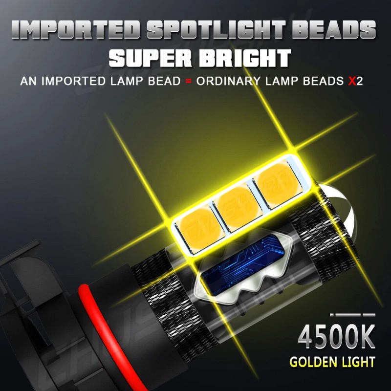 CHUSYYRAY 2X 3000K YELLOW LED FOG LIGHT BULBS KIT FOR