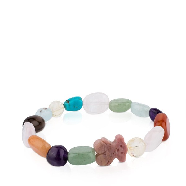 TOUS Pulsera de Elástica con bolas de Rodonitas para Mujer