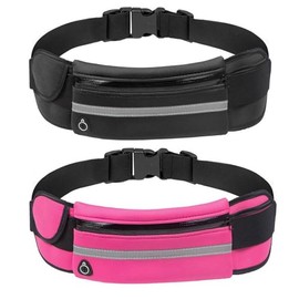 Cangurera Hombre y Mujer, Portátil para Correr, Impermeable, Riñonera Hombre, Cangurera para Correr (Rojo Rosa Negro)