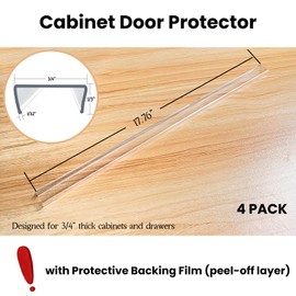 Enjaya 4pcs Cabinet Protectors for Kitchen Cabinets, Plastic Cabinet Door Protector Trash Drawer Protector Edge Guard, Slip on Protectors for Cabinets– 3/4" Thick, 18" Length