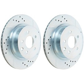 Power Stop JBR1144XPR Rear Drilled & Slotted Rotor Pair For EX35, E, G25, G35, G37, M35, M45, INFINITI, QX50, 350Z, 370Z, Maxima, Maxima, Z [Model Specific]