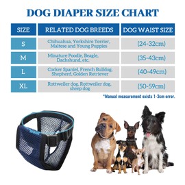 Andiker Dog Nappies, Reusable Female Dogs, Panties, Adjustable and Washable Protective Pants for Menstruation for Female Pets (Black and Blue, XL)