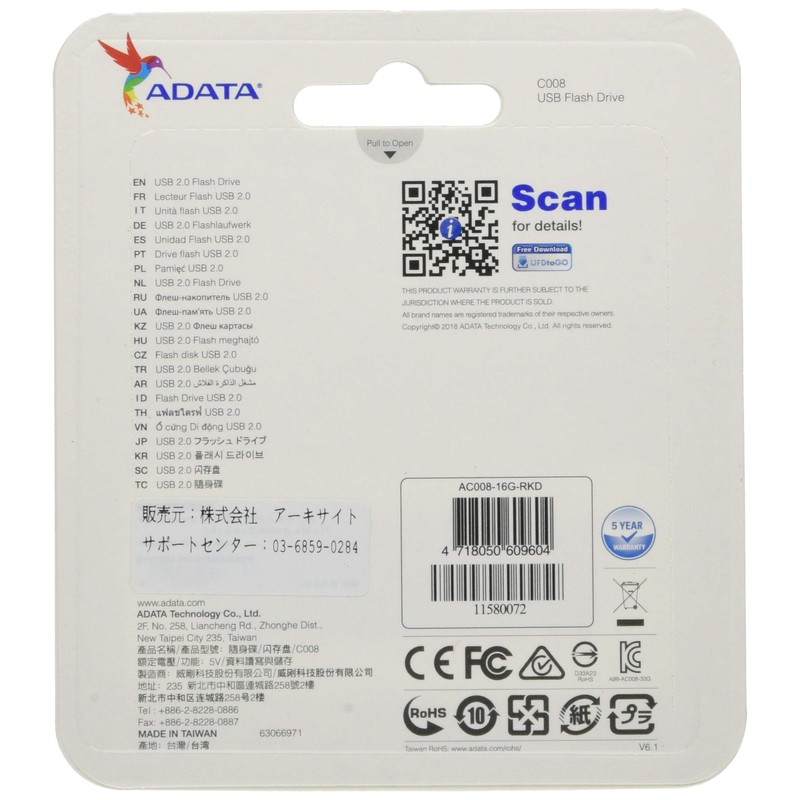 ADATA 16 GB Memoria Flash USB 2.0 Deslizable Color Negro