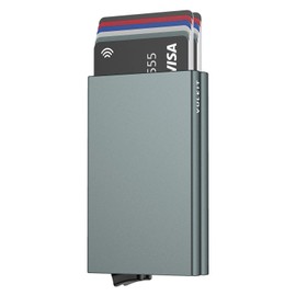 VULKIT Metal Card Holder with RFID NFC Protection Cards Wallet Men's Wallet Double Card Case for 10 Cards, space grey