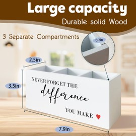 UNCDLV Thank You Appreciation Gifts for Coworkers Employees Retirement New Job Pen Holder for Desk, Never Forget The Difference You Make Wooden Pen Pencil Holder Organizer for Office Desk Accessories