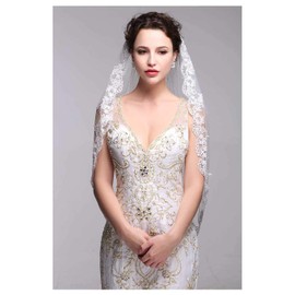 Ursumy - Velo corto de tul suave con peine para novia (blanco)