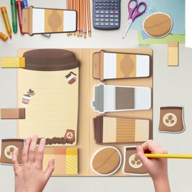 550 Sheets Cute Sticky Notes Set, 11 Designs Note Pads, Adorable Cartoon Writing Memo Pads with Fancy Divider Tabs for Kids Students School Office Supplies (Coffee)