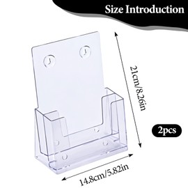 MHYMX Flyer Stand, Pack of 2 Brochure Holder, Table Acrylic Flyer Stand, A5 Brochure Stand, Wall, Transparent, Double Layer Flyer Stand for Office, Reception